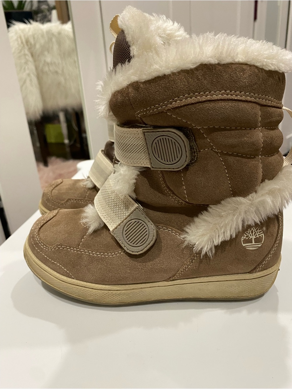 Timberland Kids Tan Suede Faux-Fur Winter Boots